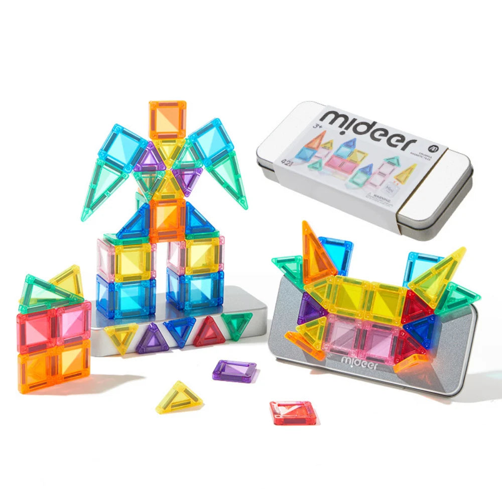 Mideer 42pc mini magnetic tiles travel toy