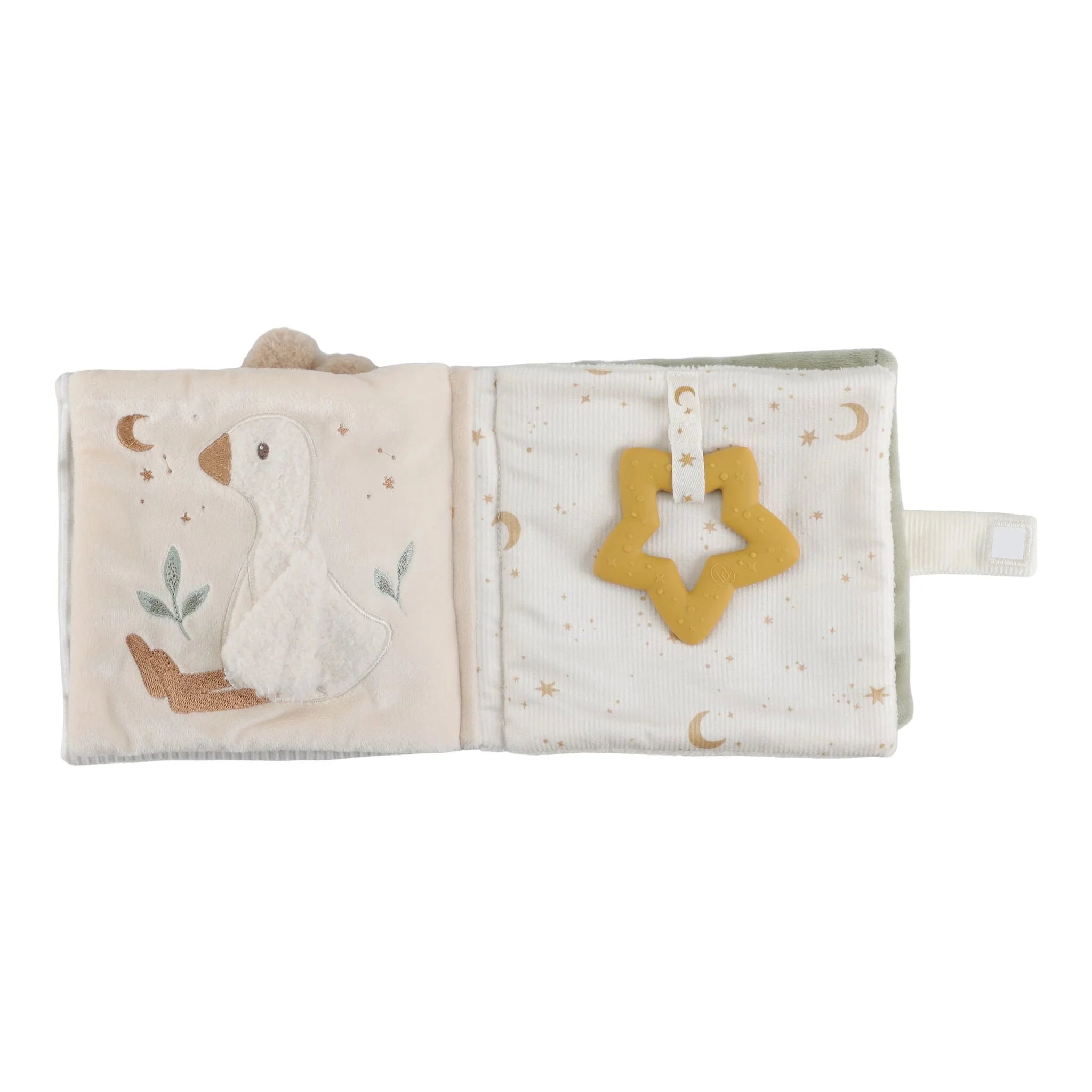 Fabric activity book with hidden flaps and mirror