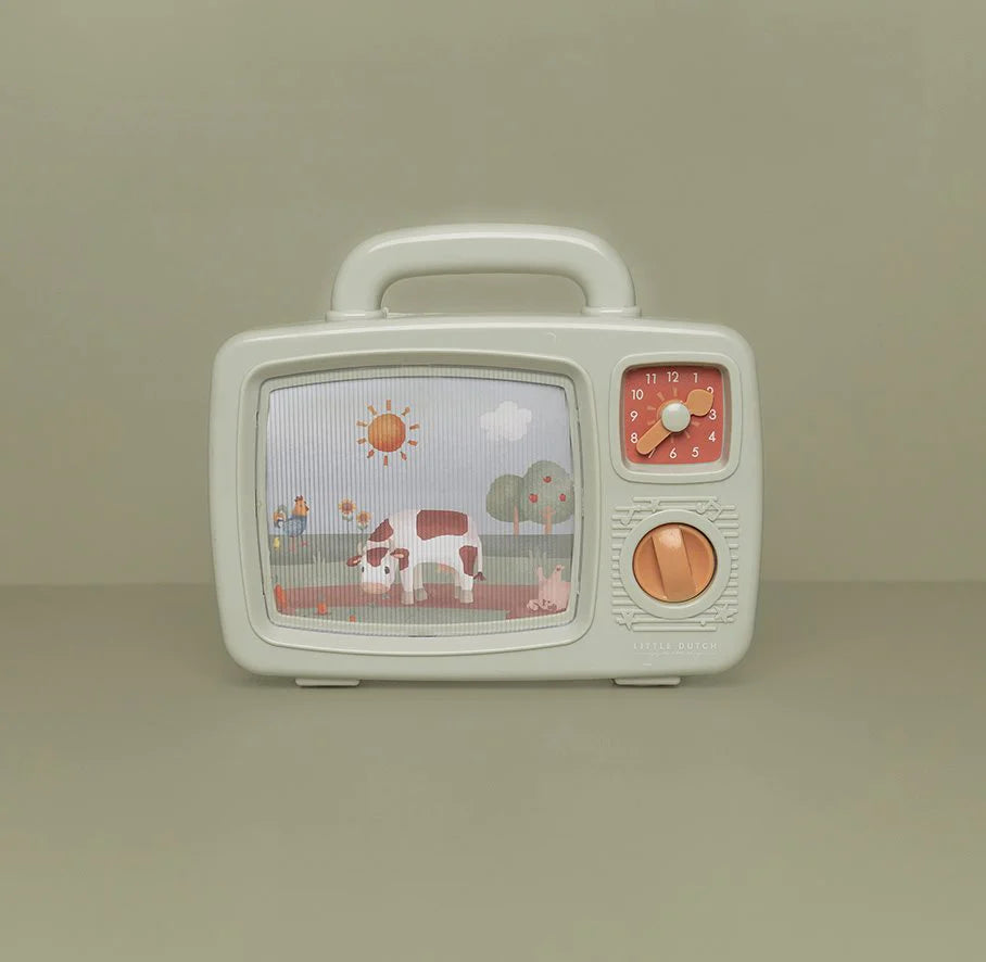 Retro musical TV toy with farm animals