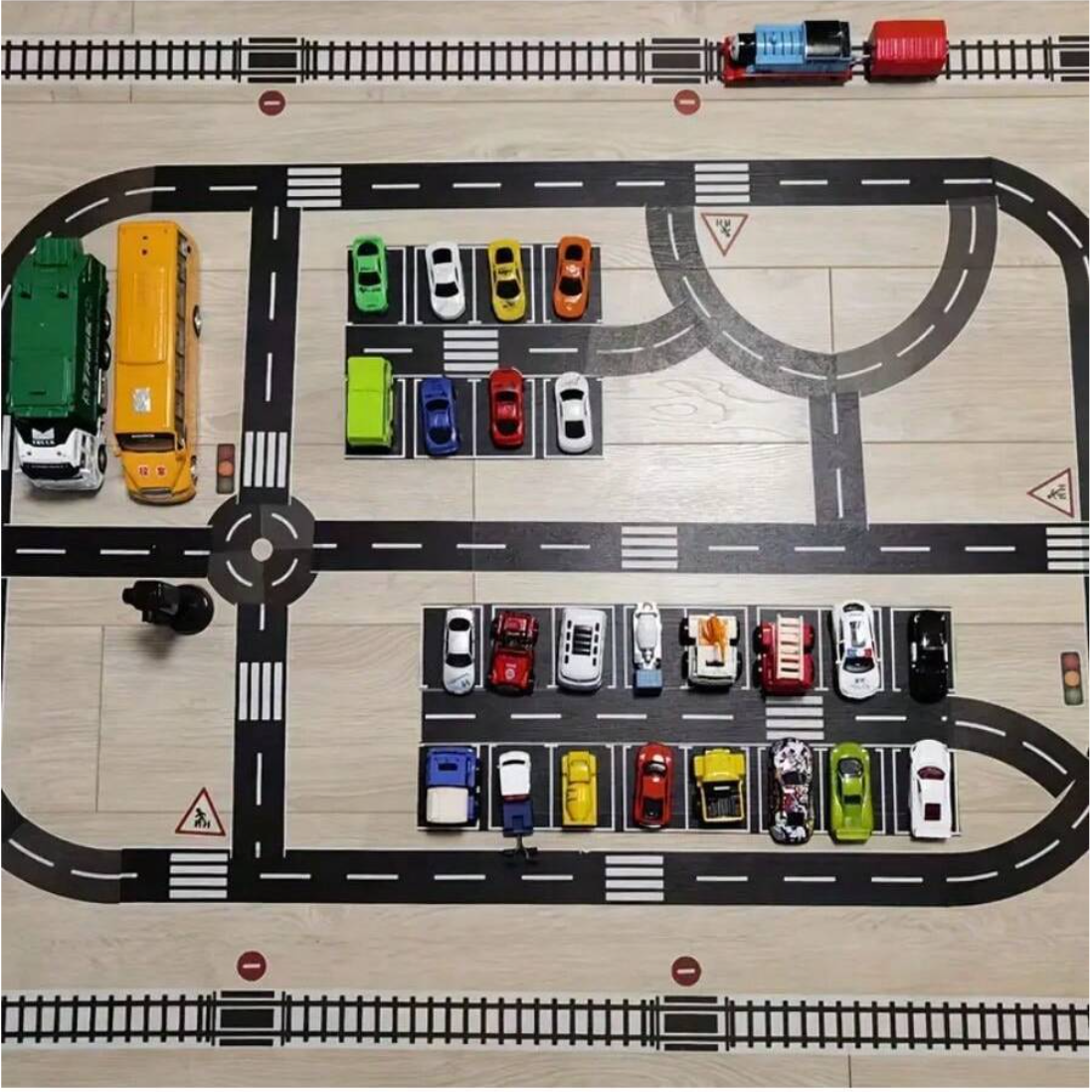 Stick down road tape for car play setup