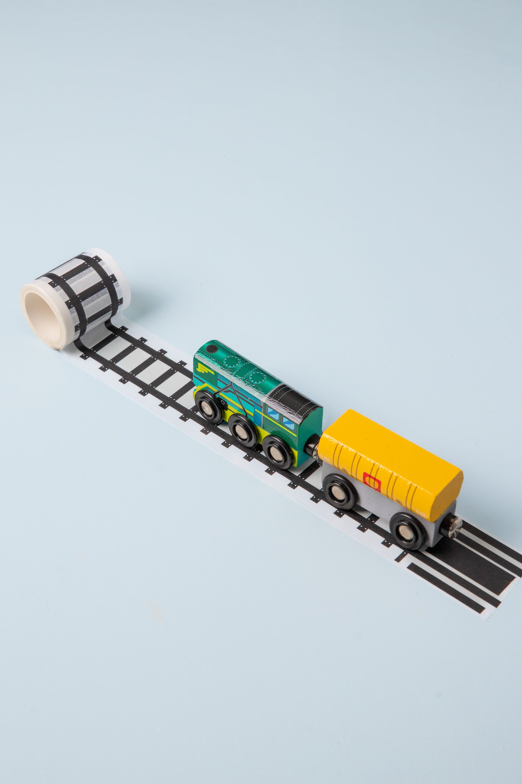 DIY road tape for toy trains and pretend play