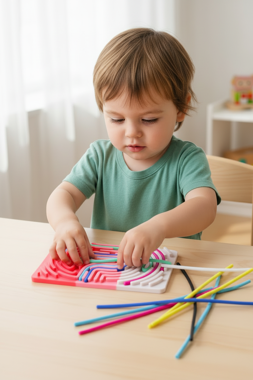 Sensory string fidget board child playing