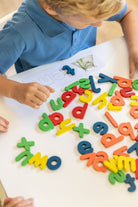 Wooden spelling game with letters and flashcards for kids