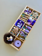 Wooden compartment tray for fine motor activities and tinkering