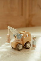 Wooden crane truck with lifting arm for kids
