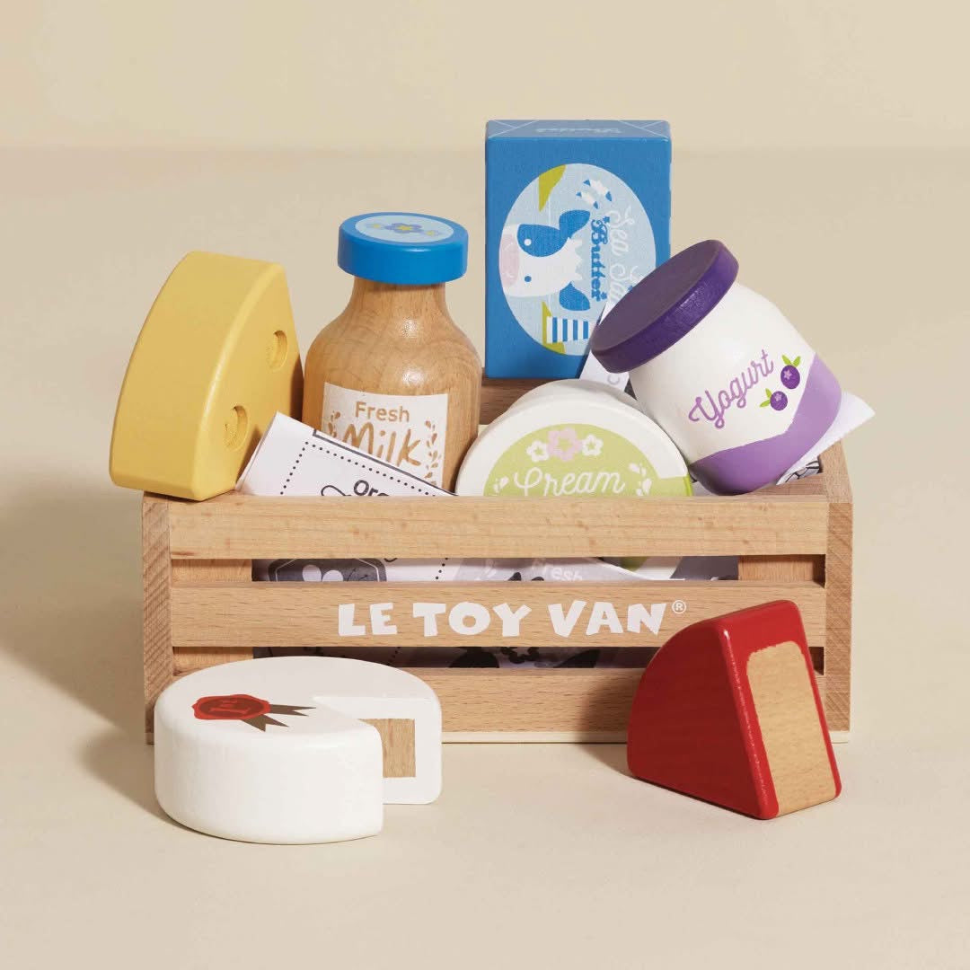 Wooden crates for role play dairy