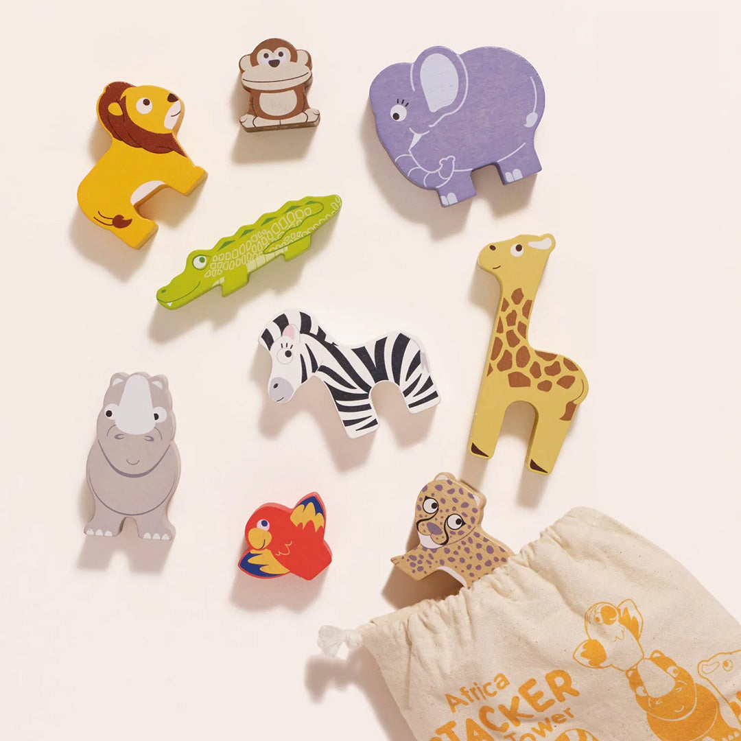 Wooden safari animal balancing game for kids