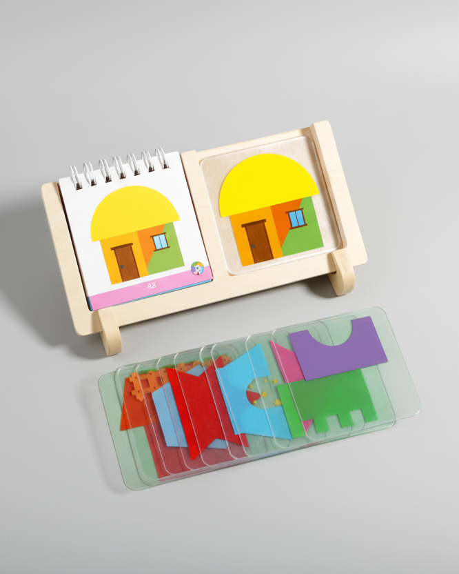 Copy the card by stacking the perspex tiles ontop of each other