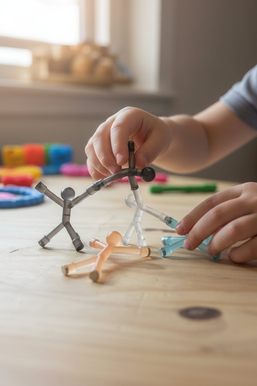 magnetic men child playing on table 