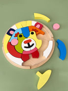 Child building with bear wooden blocks to develop fine motor skills and coordination