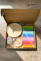 packed box of pieces needed for the rainbow tower