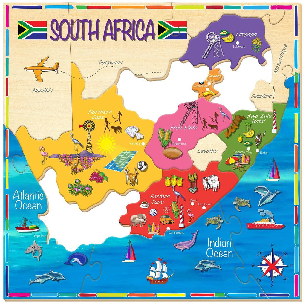 Map Of South Africa Puzzle 17Pcs - tiny tree toys - Smart Thinking