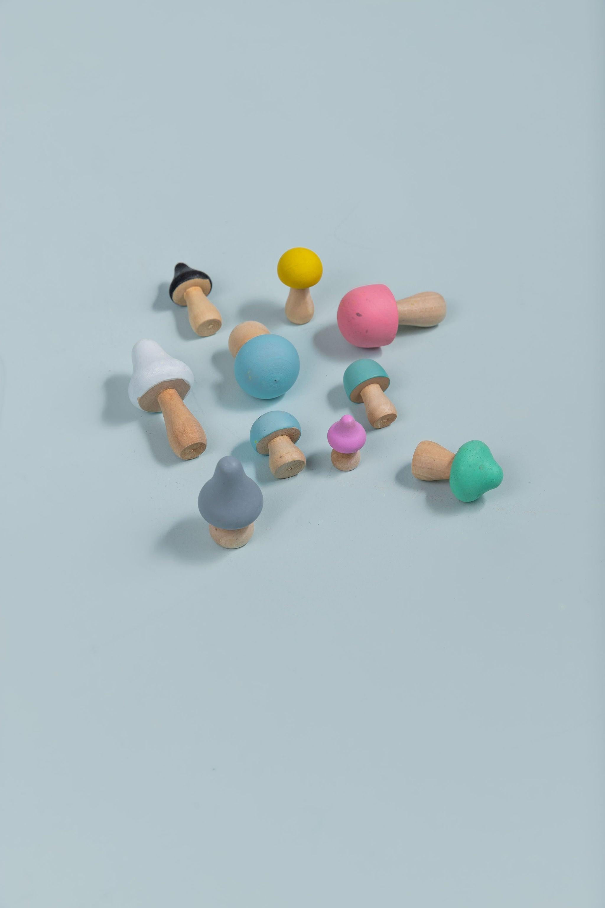 Painted Mushrooms - tiny tree toys - tiny tree toys