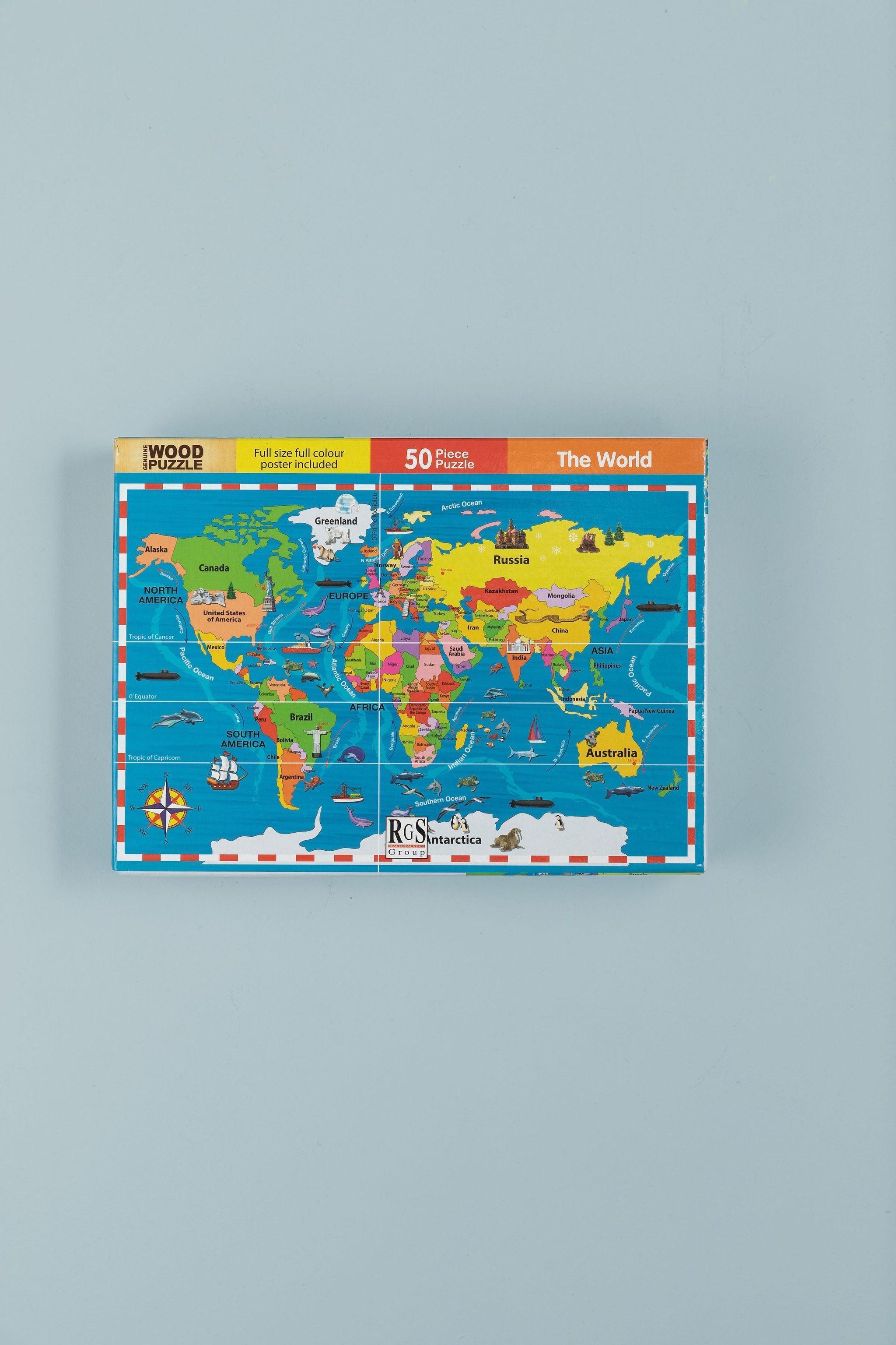 World Map Puzzle 50 Pcs - tiny tree toys - Smart Thinking