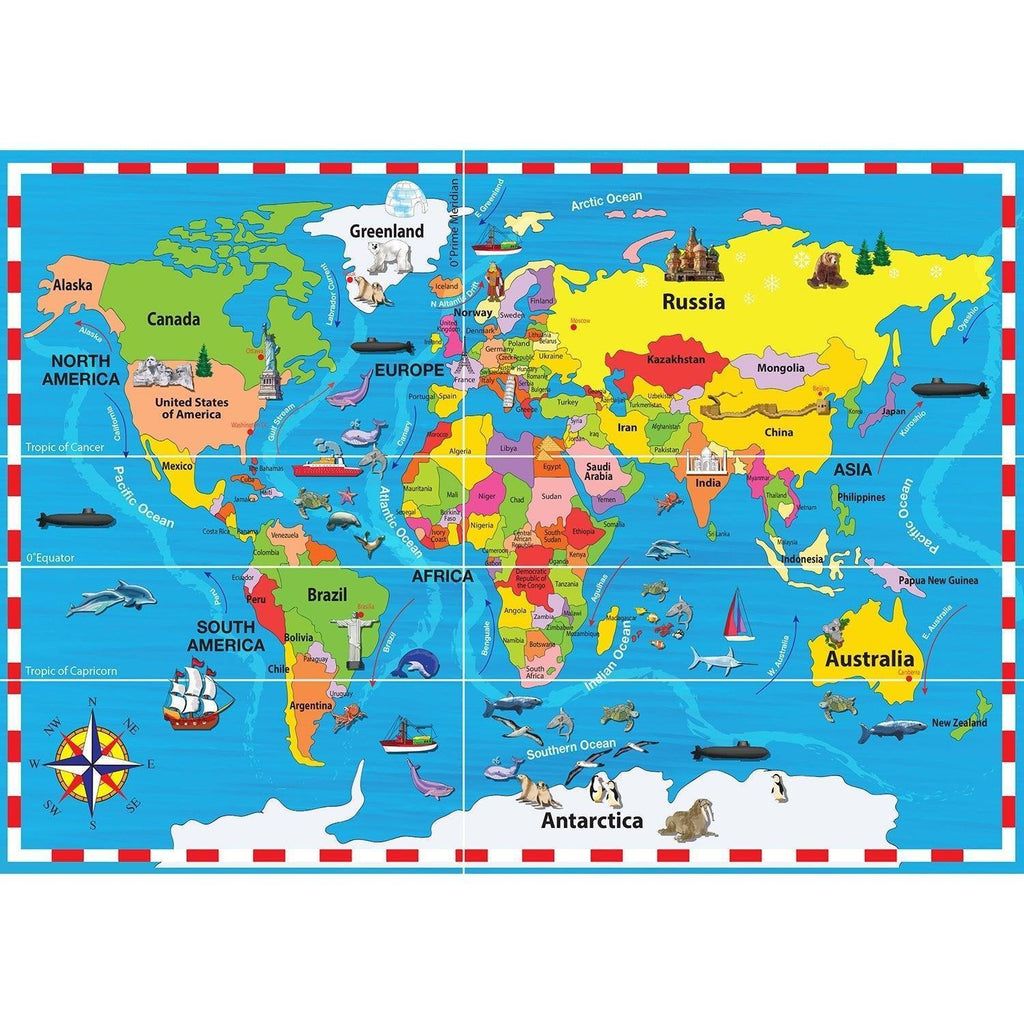 World Map Puzzle 50 Pcs - tiny tree toys - Smart Thinking